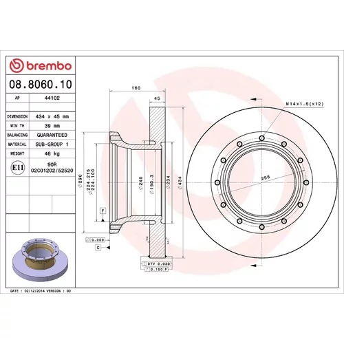 Brzdový kotúč BREMBO 08.8060.10