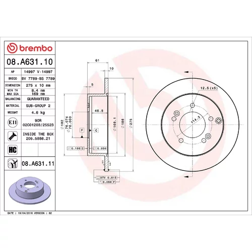 Brzdový kotúč BREMBO 08.A631.11