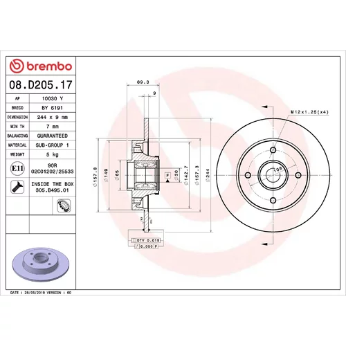 Brzdový kotúč BREMBO 08.D205.17
