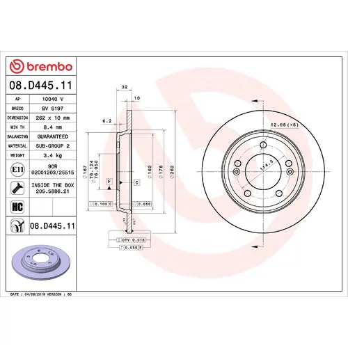 Brzdový kotúč BREMBO 08.D445.11
