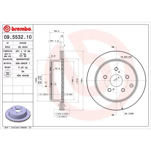Brzdový kotúč BREMBO 09.5532.10