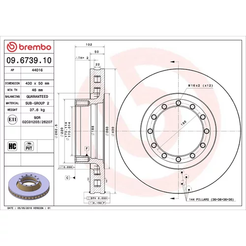 Brzdový kotúč BREMBO 09.6739.10