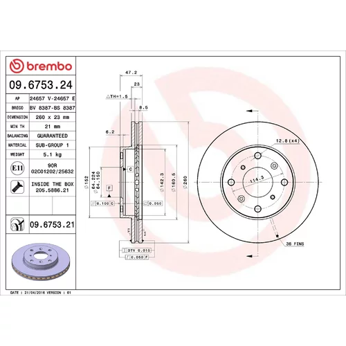 Brzdový kotúč 09.6753.24 /BREMBO/