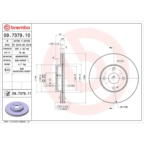 Brzdový kotúč BREMBO 09.7379.11