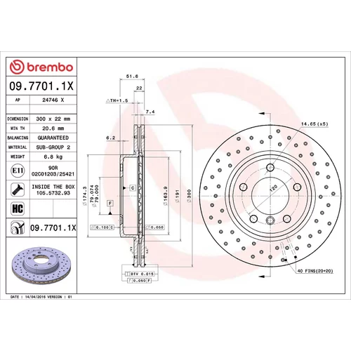 Brzdový kotúč BREMBO 09.7701.1X