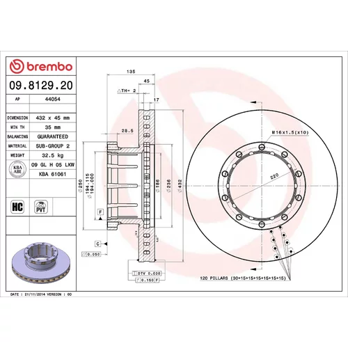 Brzdový kotúč BREMBO 09.8129.20