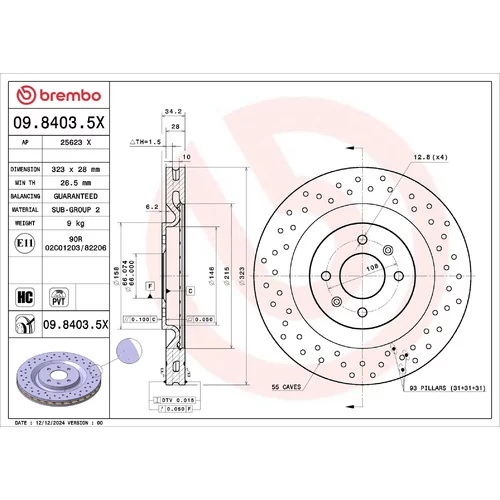 Brzdový kotúč BREMBO 09.8403.5X