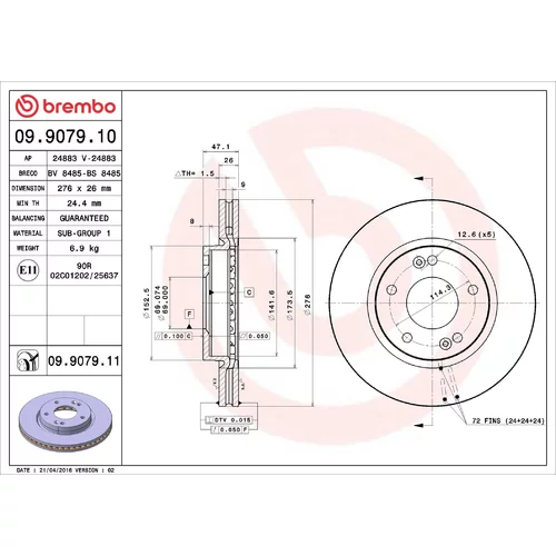 Brzdový kotúč BREMBO 09.9079.11