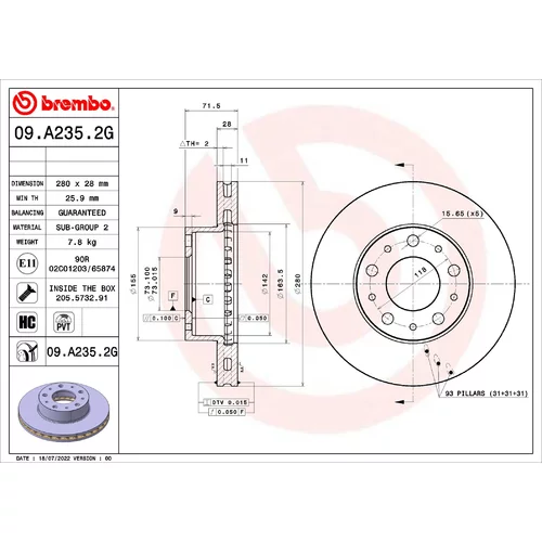 Brzdový kotúč BREMBO 09.A235.2G