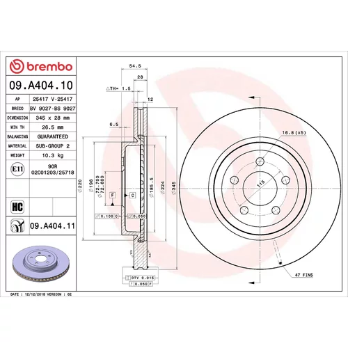Brzdový kotúč BREMBO 09.A404.11