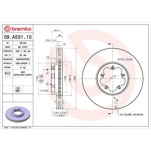 Brzdový kotúč BREMBO 09.A531.10