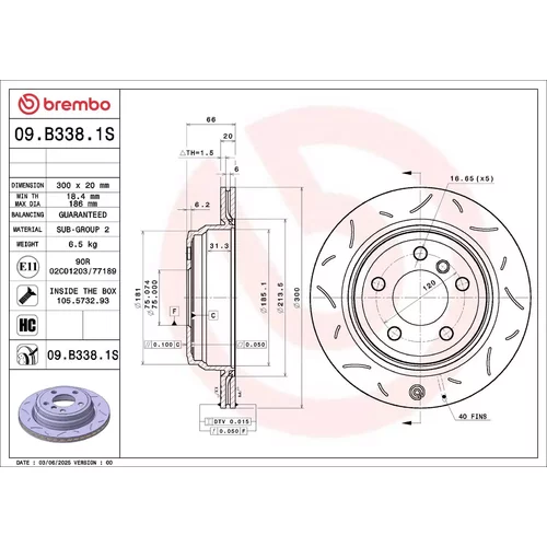 Brzdový kotúč 09.B338.1S /BREMBO/ - obr. 1