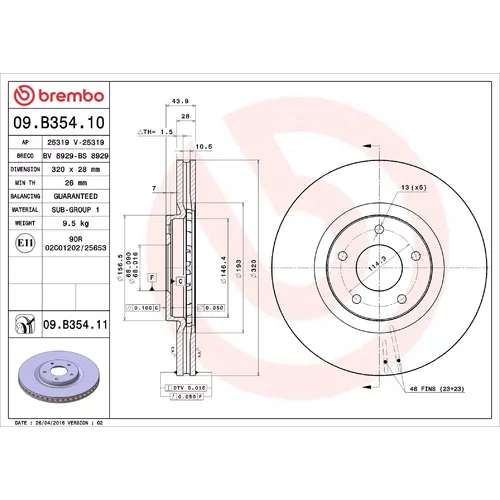 Brzdový kotúč BREMBO 09.B354.11