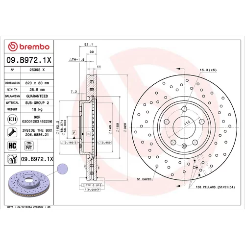 Brzdový kotúč BREMBO 09.B972.1X