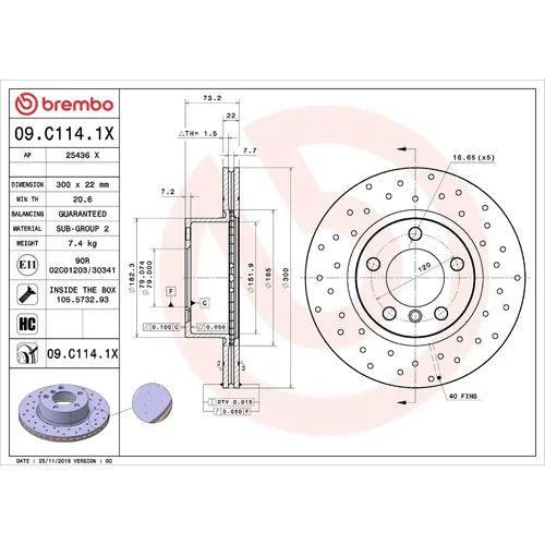 Brzdový kotúč BREMBO 09.C114.1X