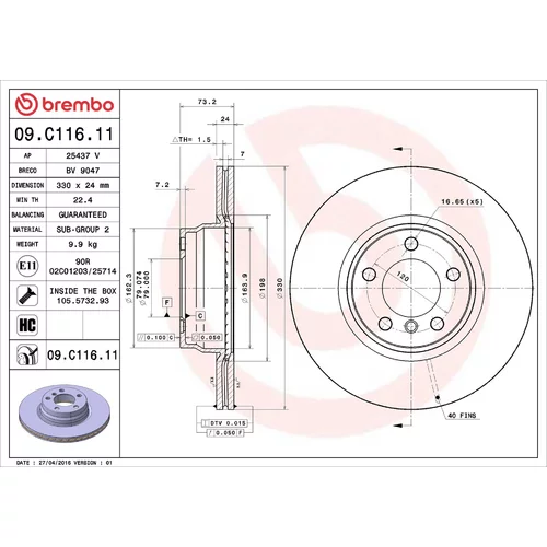 Brzdový kotúč BREMBO 09.C116.11