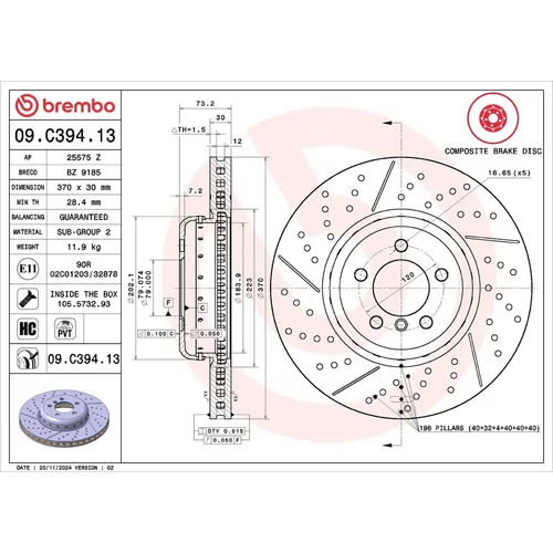 Brzdový kotúč BREMBO 09.C394.13