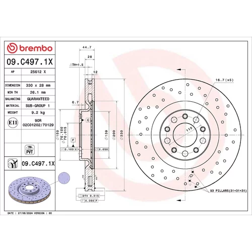 Brzdový kotúč BREMBO 09.C497.1X