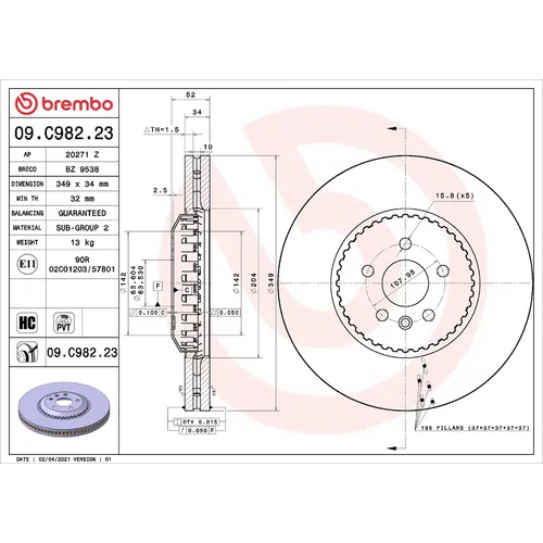 Brzdový kotúč BREMBO 09.C982.23