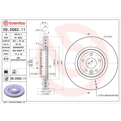 Brzdový kotúč BREMBO 09.D063.11