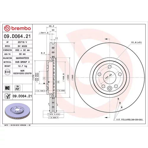 Brzdový kotúč BREMBO 09.D064.21