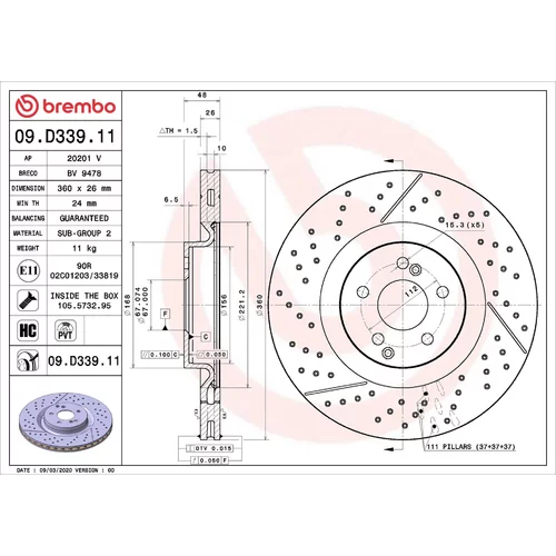 Brzdový kotúč BREMBO 09.D339.11