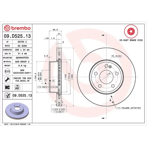 Brzdový kotúč BREMBO 09.D525.13