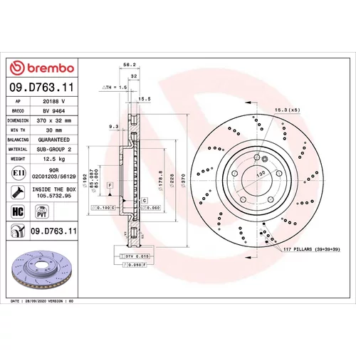 Brzdový kotúč BREMBO 09.D763.11