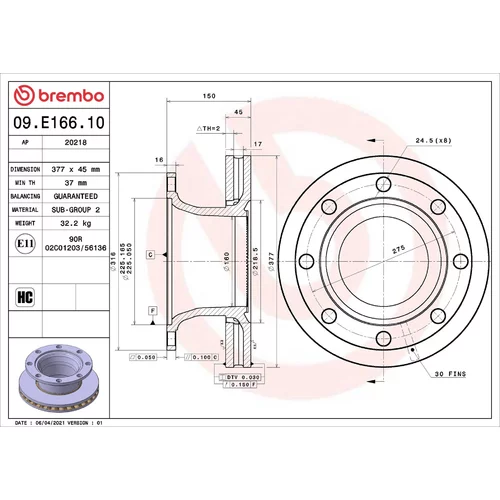 Brzdový kotúč BREMBO 09.E166.10