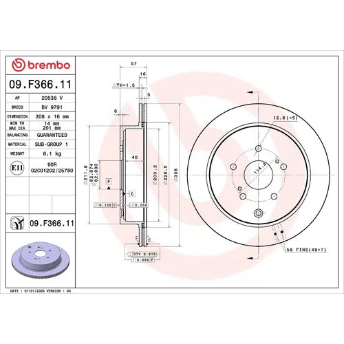 Brzdový kotúč BREMBO 09.F366.11