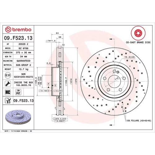 Brzdový kotúč BREMBO 09.F523.13