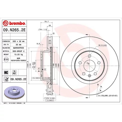 Brzdový kotúč BREMBO 09.N265.2E
