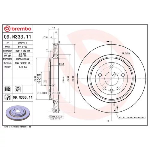 Brzdový kotúč 09.N333.11 /BREMBO/