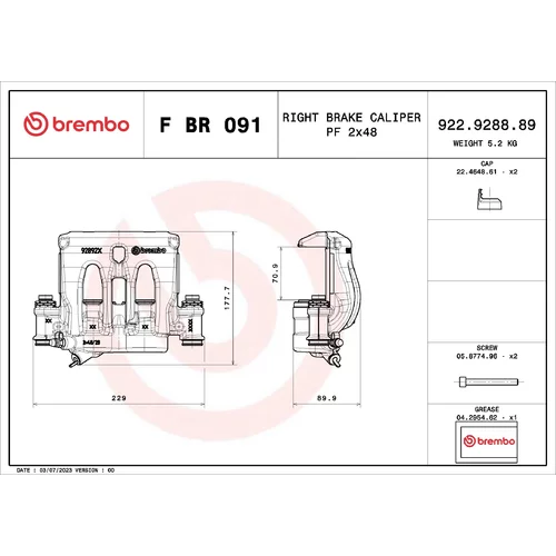Brzdový strmeň F BR 091 /BREMBO/ - obr. 1