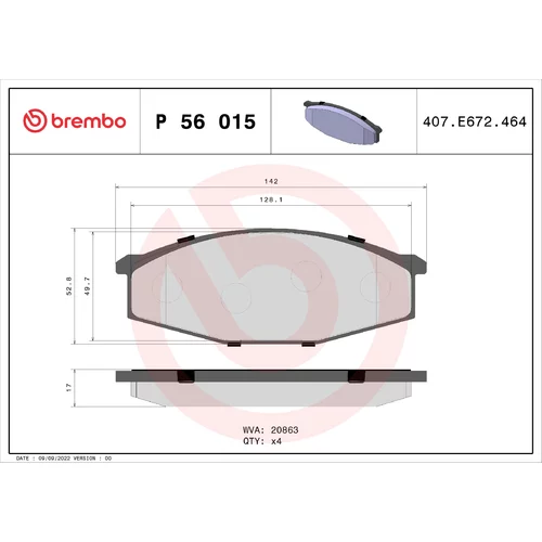 Sada brzdových platničiek kotúčovej brzdy P 56 015 /BREMBO/
