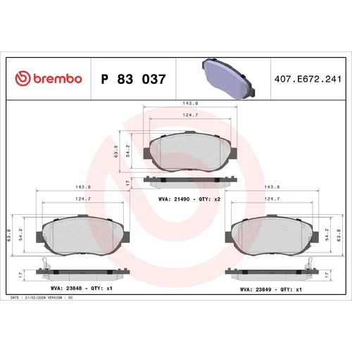 Sada brzdových platničiek kotúčovej brzdy P 83 037 /BREMBO/