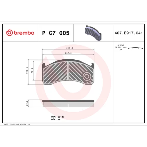 Sada brzdových platničiek kotúčovej brzdy BREMBO P C7 005