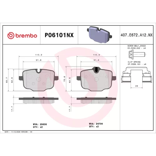 Sada brzdových platničiek kotúčovej brzdy P06101NX /BREMBO/ - obr. 3