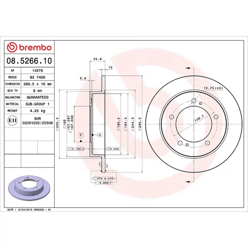 Brzdový kotúč BREMBO 08.5266.10