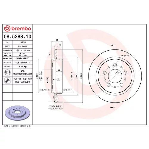 Brzdový kotúč BREMBO 08.5288.10