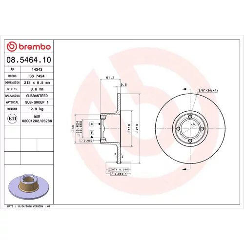 Brzdový kotúč BREMBO 08.5464.10