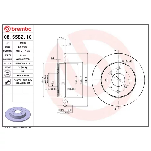 Brzdový kotúč BREMBO 08.5582.10