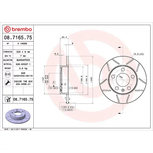 Brzdový kotúč BREMBO 08.7165.75