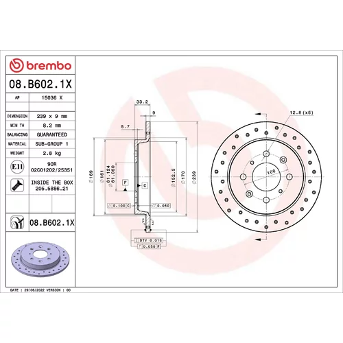Brzdový kotúč BREMBO 08.B602.1X