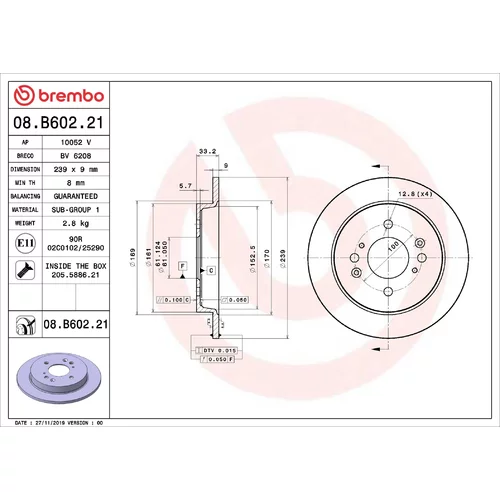 Brzdový kotúč BREMBO 08.B602.21