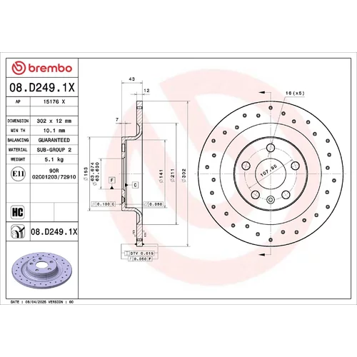 Brzdový kotúč BREMBO 08.D249.1X