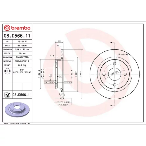 Brzdový kotúč BREMBO 08.D566.11