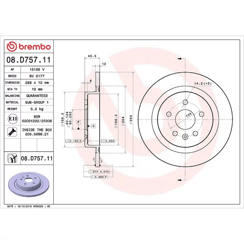 Brzdový kotúč BREMBO 08.D757.11