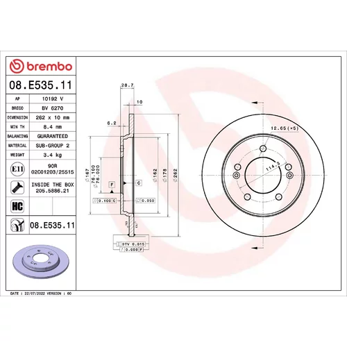 Brzdový kotúč BREMBO 08.E535.11