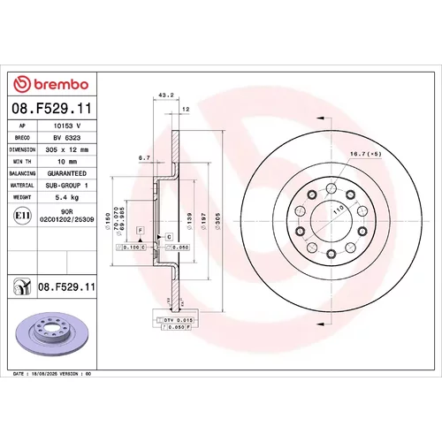 Brzdový kotúč BREMBO 08.F529.11
